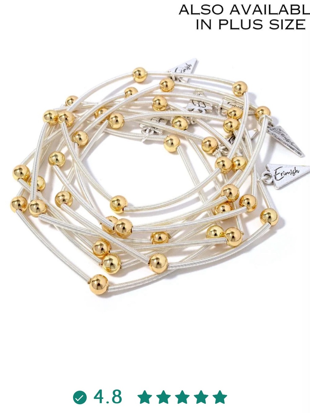 Erimish Gold and Silver Multi-Strand Slinky Stretch Bracelets